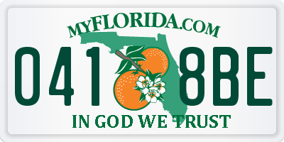 FL license plate 0418BE