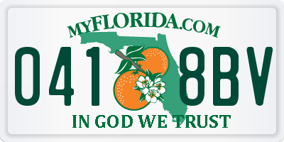 FL license plate 0418BV