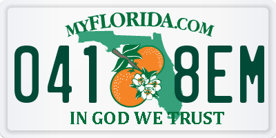 FL license plate 0418EM