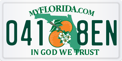 FL license plate 0418EN