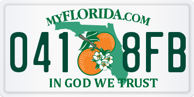 FL license plate 0418FB