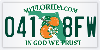 FL license plate 0418FW