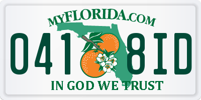 FL license plate 0418ID