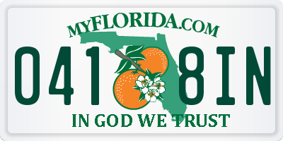 FL license plate 0418IN