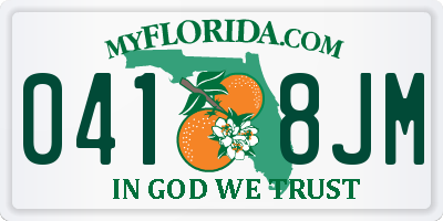 FL license plate 0418JM