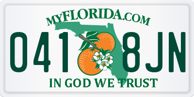 FL license plate 0418JN