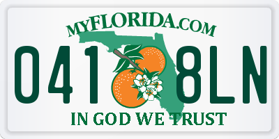 FL license plate 0418LN