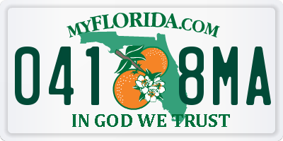 FL license plate 0418MA
