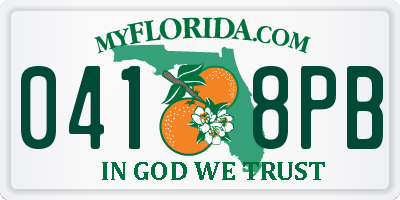 FL license plate 0418PB