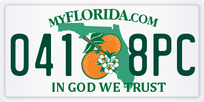 FL license plate 0418PC