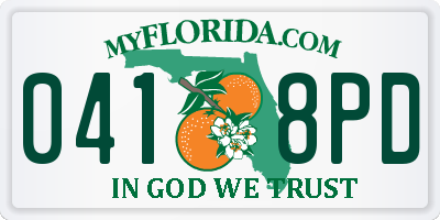 FL license plate 0418PD