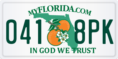 FL license plate 0418PK