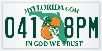FL license plate 0418PM