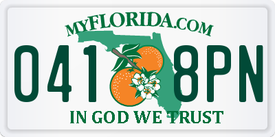 FL license plate 0418PN
