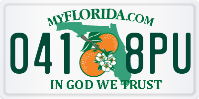 FL license plate 0418PU