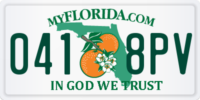 FL license plate 0418PV