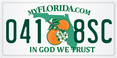 FL license plate 0418SC
