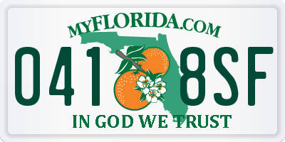 FL license plate 0418SF