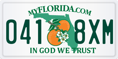 FL license plate 0418XM