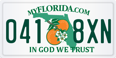 FL license plate 0418XN