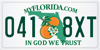 FL license plate 0418XT