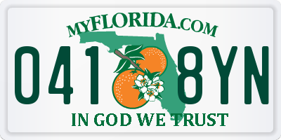 FL license plate 0418YN