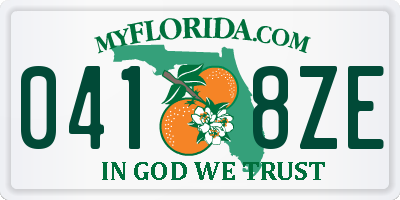 FL license plate 0418ZE