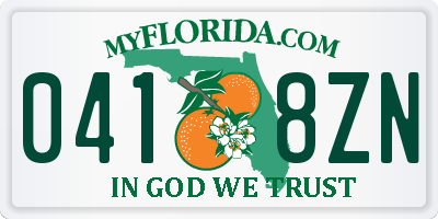 FL license plate 0418ZN