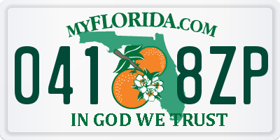 FL license plate 0418ZP
