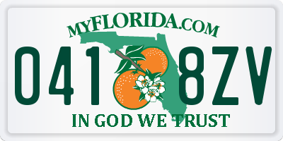 FL license plate 0418ZV