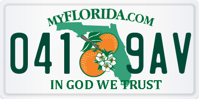 FL license plate 0419AV