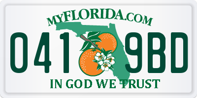 FL license plate 0419BD