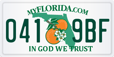 FL license plate 0419BF