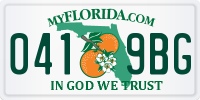 FL license plate 0419BG