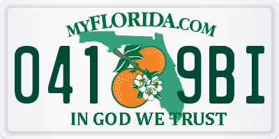FL license plate 0419BI
