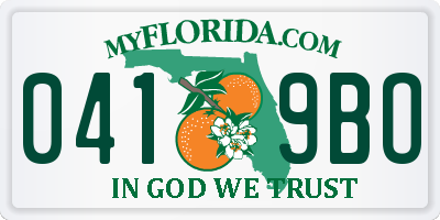FL license plate 0419BO