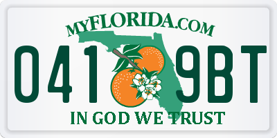 FL license plate 0419BT
