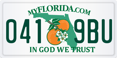 FL license plate 0419BU