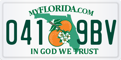 FL license plate 0419BV