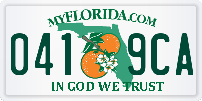 FL license plate 0419CA