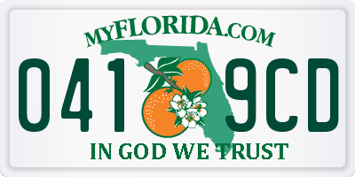 FL license plate 0419CD