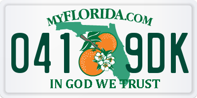 FL license plate 0419DK