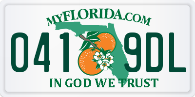 FL license plate 0419DL