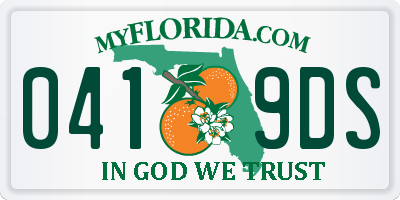FL license plate 0419DS