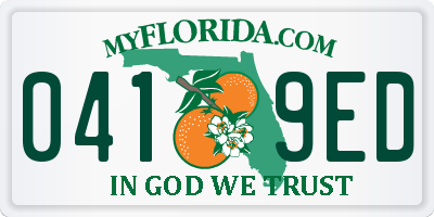 FL license plate 0419ED