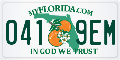 FL license plate 0419EM
