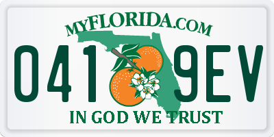 FL license plate 0419EV