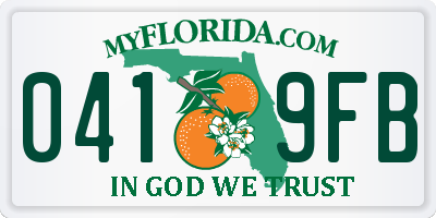 FL license plate 0419FB