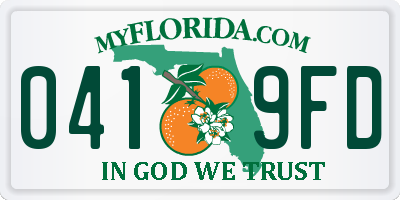FL license plate 0419FD