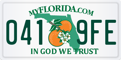 FL license plate 0419FE
